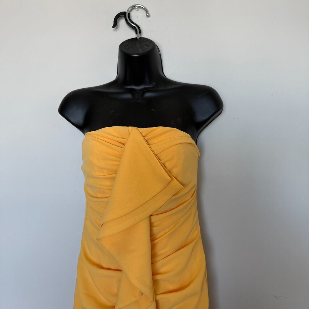 C/Meo Collective Womens Strapless Ruffle Dress M Marigold Yellow Wedding Guest - Picture 5 of 10